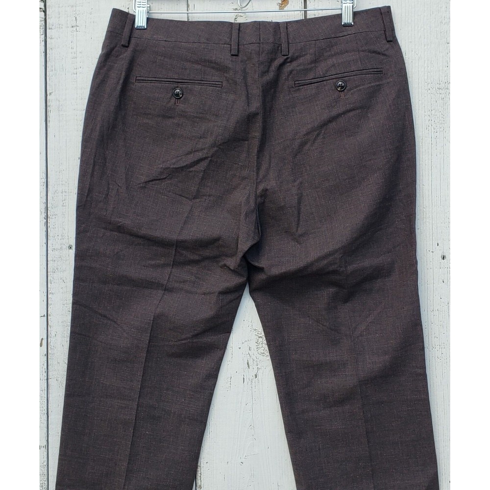 BONOBOS Tollegno 1900 3D Wool Cotton Linen Heathered Brown Pants 33/32 Slim Fit - Picture 5 of 8
